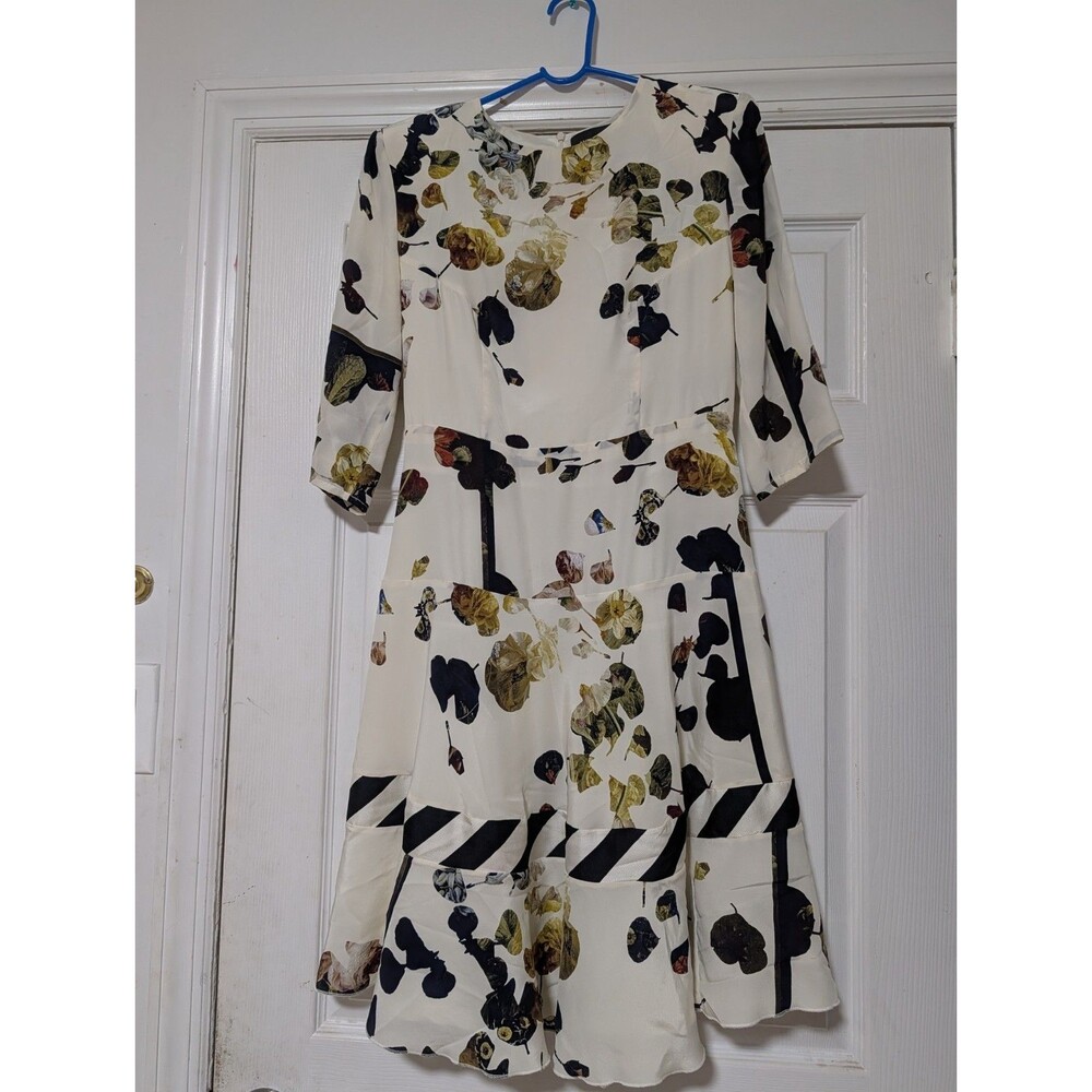 Antonia Goy Elegant floral print 3/4 sleeves Layered bodice design Midi length